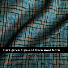 Супер красивый шерстяной и льняной камвольный, темно-зеленый, высококачественный льняной и шерстяной смешанный, камвольный и шерстяной тканевый костюм, подгонянный fa