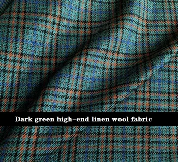 

Super beautiful wool and linen worsted, dark green, high-end linen and wool blended, worsted and wool fabric suit, customized fa