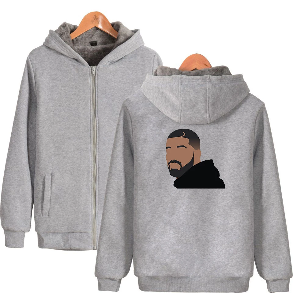 2019 Fashion New Winter Warm Drake male star Hoodie man Hooded Coat Thick Zipper cardigan Jacket Sweatshirt