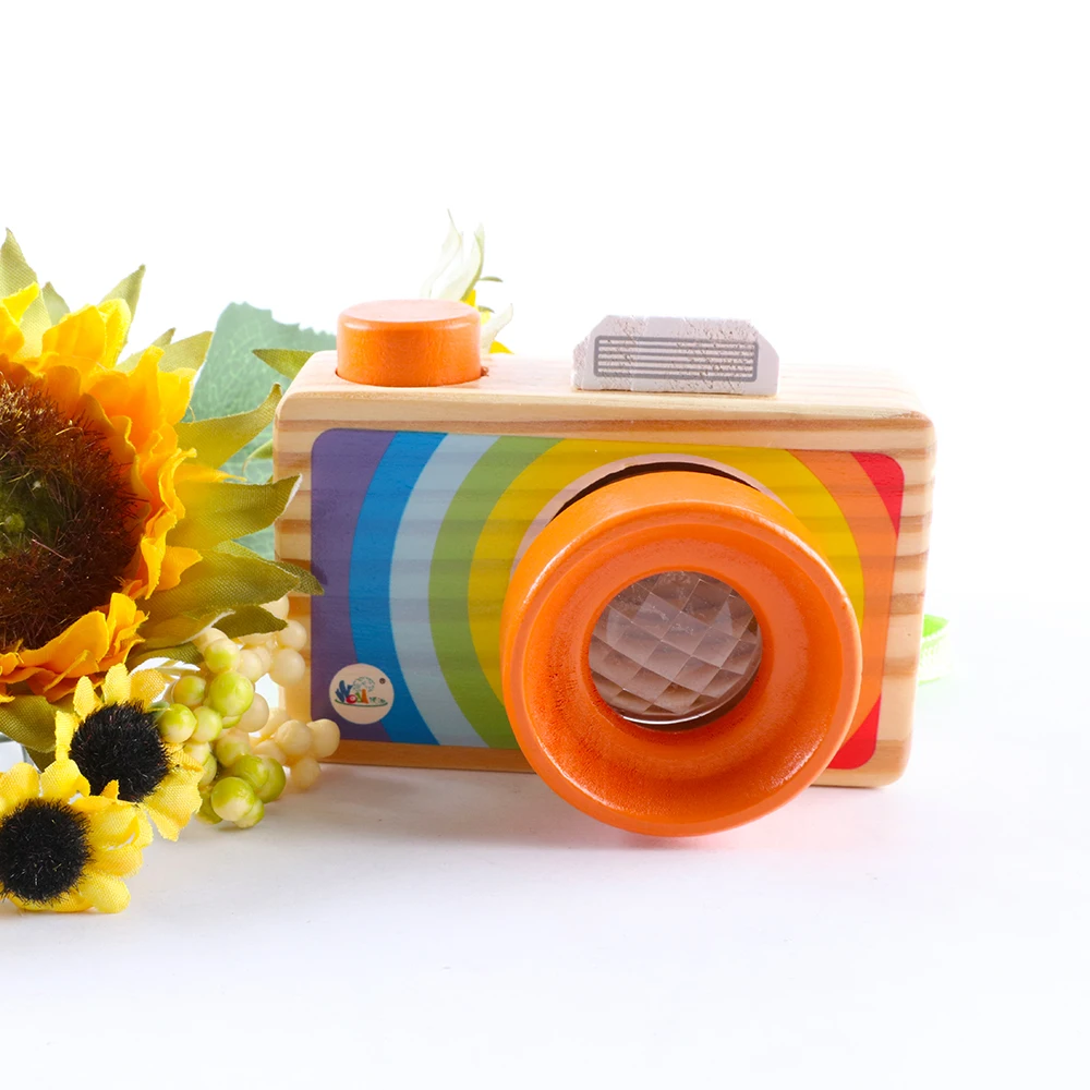 DIY Wooden Mini Baby Rainbow Camera Toy Wood Pendants Montessori Toys for Toddlers & Kids Wood Pretend Play Camera Toy Fun Gifts