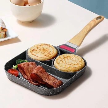 

Egg Breakfast Pan,3 Section Nonstick Egg Frying Pan,Aluminum Egg Cooker Pan Suitable For Gas Stove