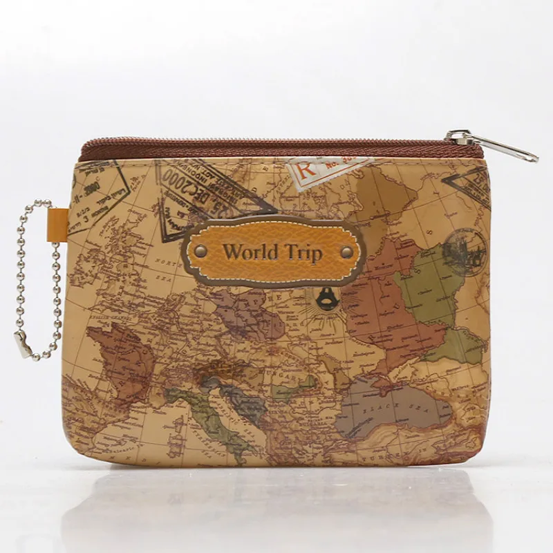 Funny Cute World Map Pu Leather Cheap Coin Purse Women Men Small Mini Short Wallet Bags Little Key Credit Card Holder | Багаж и сумки