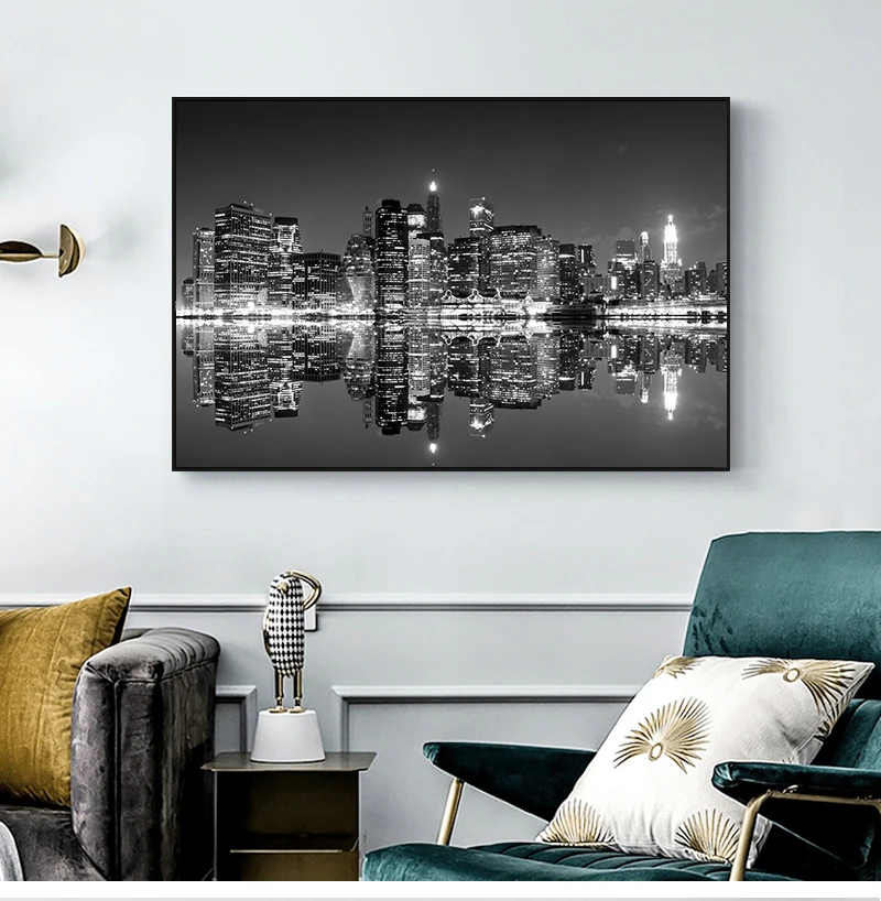 City Landscape Wall Art Pictures For Living Room Modern Home Decor Posters HD Canvas Paintings 1 Pieces Black And White New York