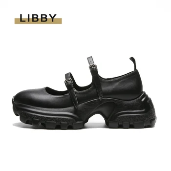 

LIBBY 2020 Punk Style Women Sneakers Lace-up 6CM Platform Shoes Woman Creepers Female Casual Heel Metal Decor Tenis Feminino