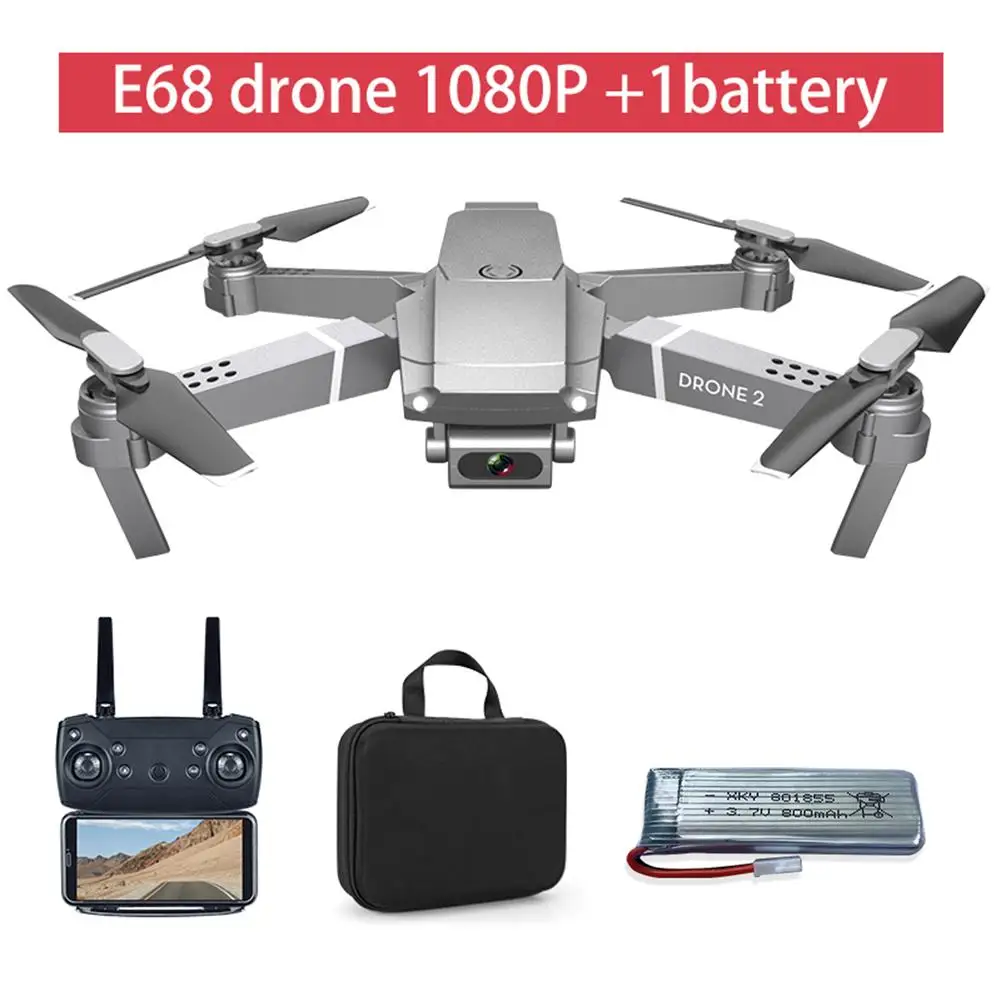 

E68 Remote Control Upgraded Drone Wide Angle 4K 720P 1080P HD Camera Quadcopter Foldable WiFi FPV Four-axis Drone Altitude Hold