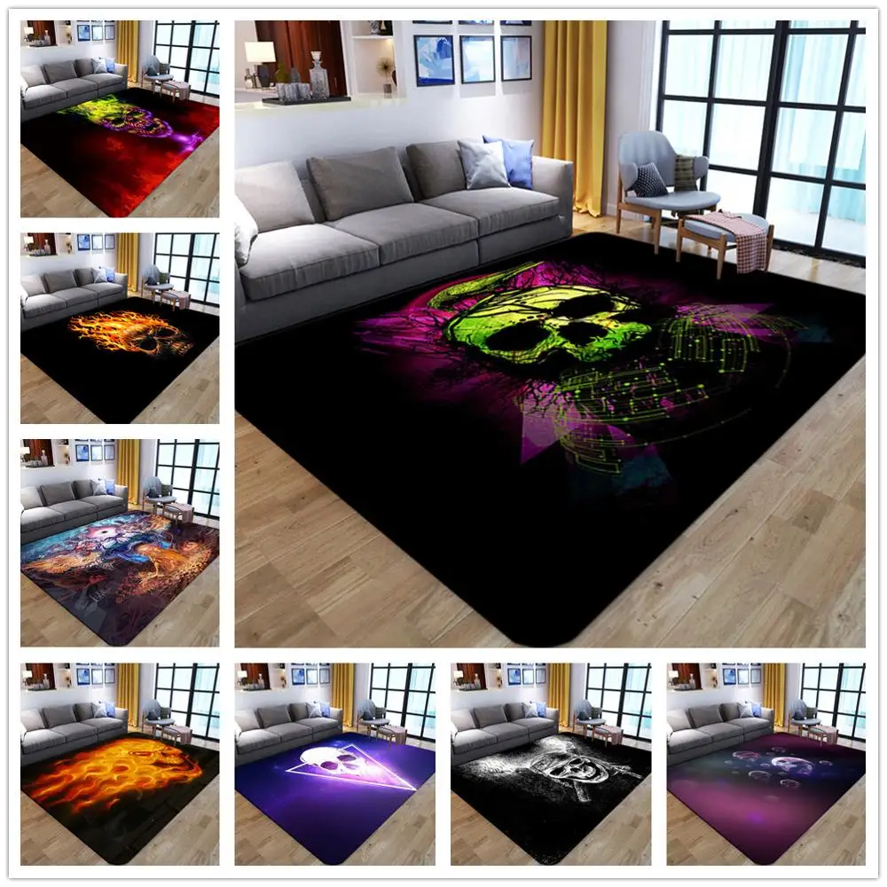 3D абстрактные коврики с принтом черепа для гостиной, спальни, коврики Фланелевые домашние коврик для прихожей, журнальный столик, Противоскользящий коврик для пола