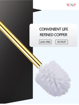 

New Gold Brass Toilet Brush Floor-standing Wall-mounted Cleaning Brush For Toilet WC Bathroom Accessories Set Free Shipping