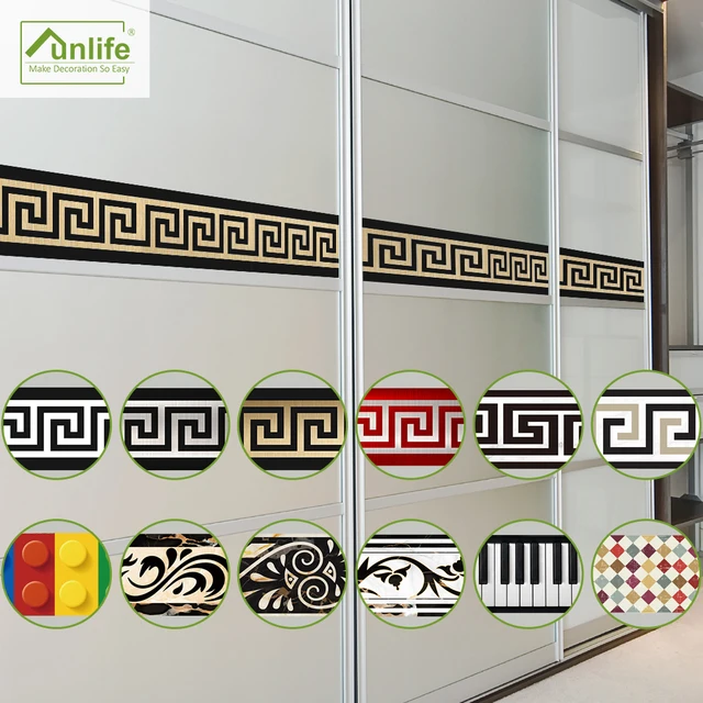 Funlife 10*200cm Original Design Geometric Pattern DIY Removable Waterproof PVC Wall Border Stickers for Home Decors