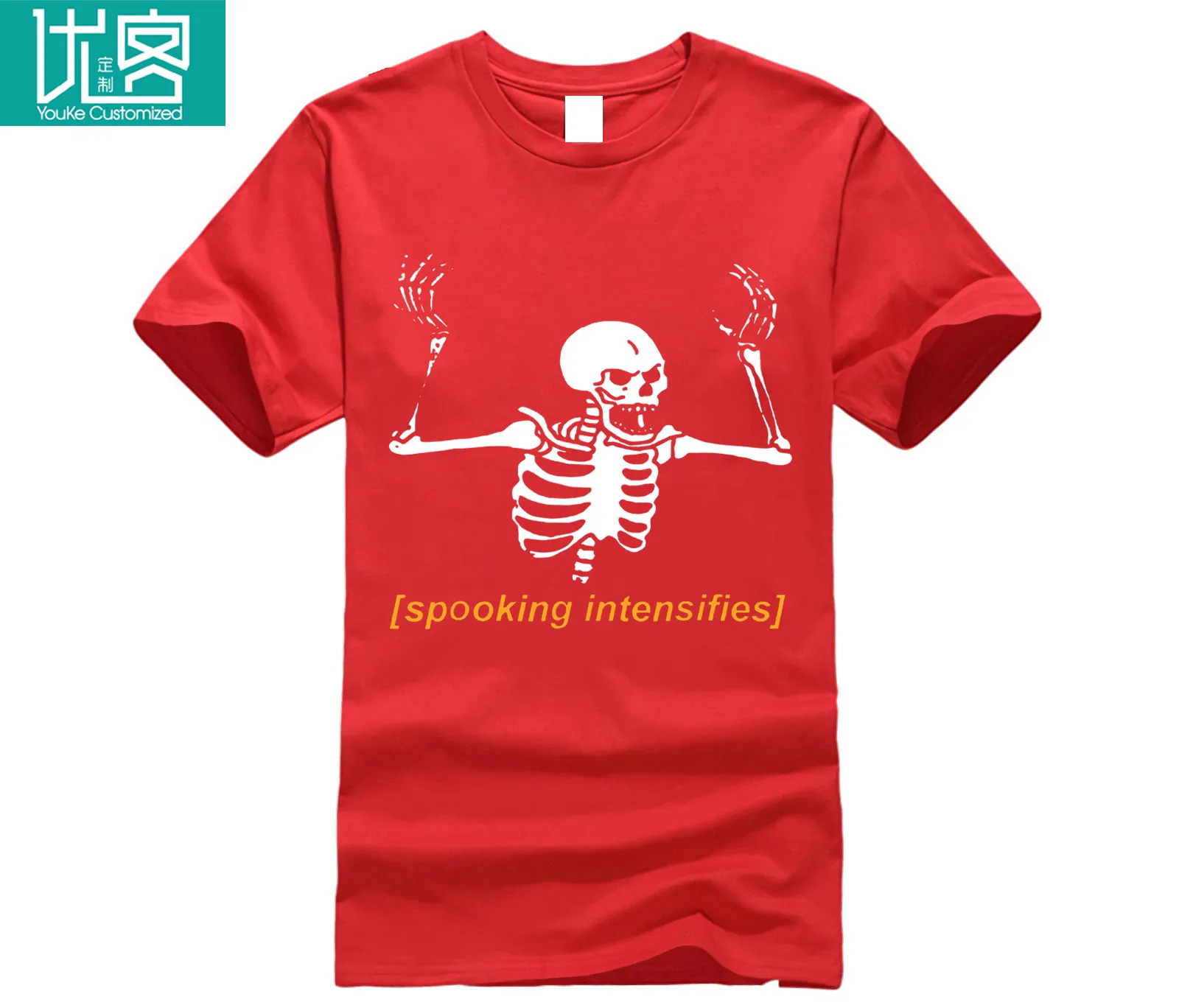 Spooking усиливает жуткий страшный Скелет Meme Футболка Горячая Летняя мужская футболка мода - Цвет: 8red