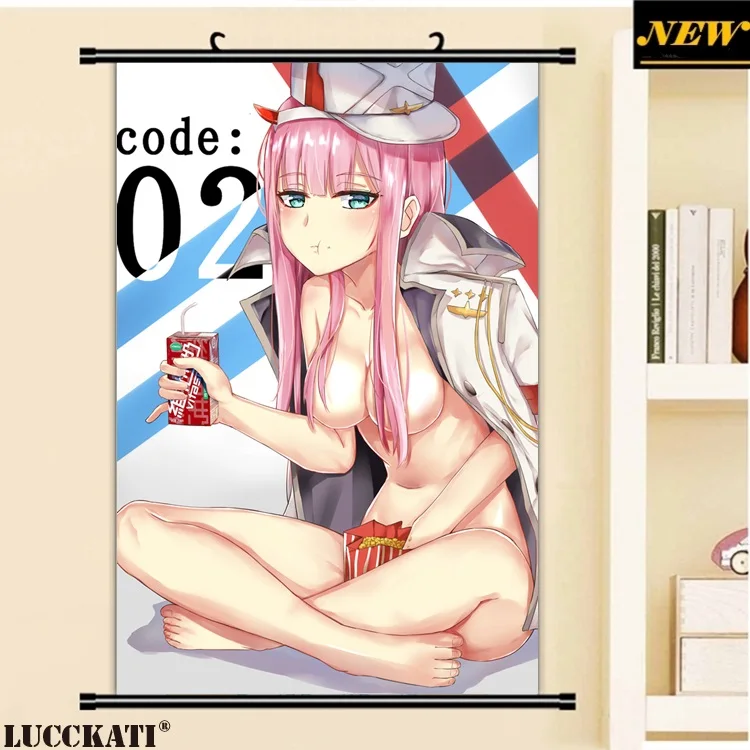 Zero Two 002 Hiro Ichigo in the FranXX breasts bikini pink sexy loli cameltoe cartoon anime wall scroll canvas painting poster | Дом и сад