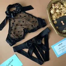 Женское нижнее белье, бюстгальтеры для женщин, сексуальное женское белье в горошек, комплект из двух предметов, женское нижнее белье, Модный комплект с подвеской на шее, Femme