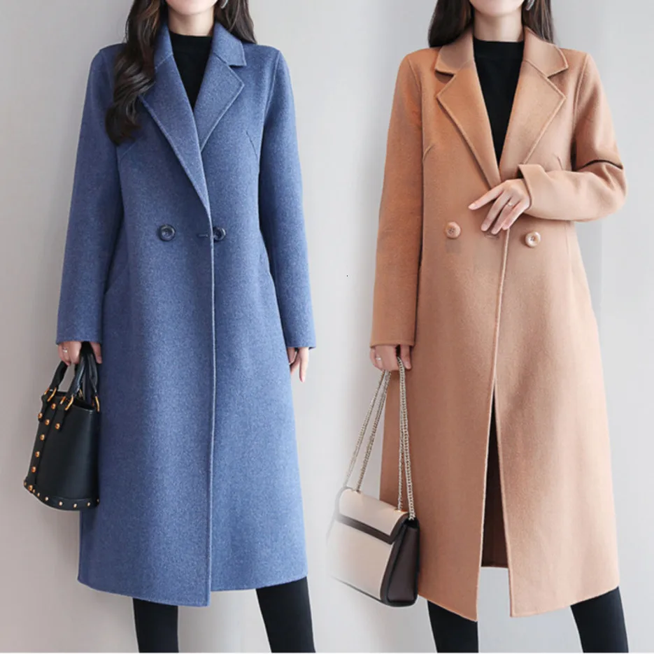 Шерстяное Женское пальто Abrigos Mujer Invierno повседневное черное шерстяное пальто с отложным воротником на пуговицах с длинным рукавом