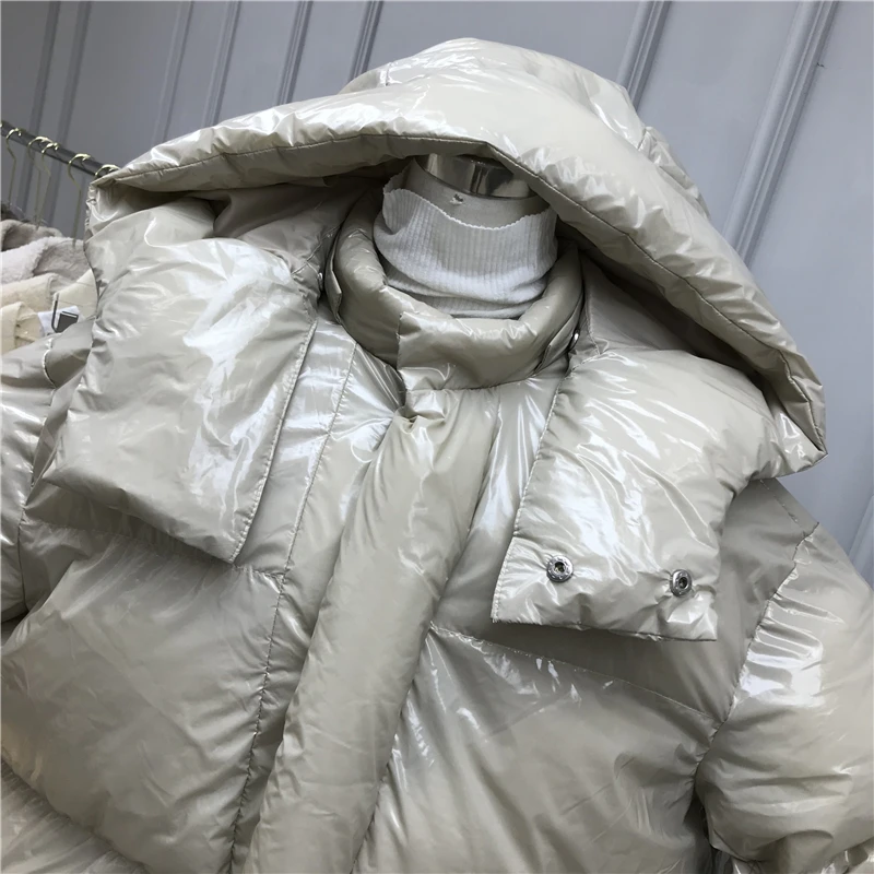 Glossy Women Winter Jacket Hooded Women Parkas Warm Cotton Jackets Waterproof Coat Down Parka For Women