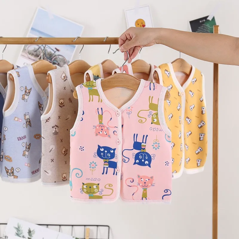 6-24 Month Baby Vest Autumn Warmth Cotton Cartoon Jacket Infant Boys Girls