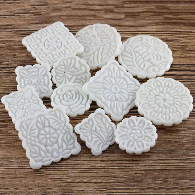 Цветок Форма для торта в форме месяца DIY ручной Пресс Fondant(сахарная) для лунных пряников печенья прессформы праздника середины осени формочки для выпекания кексов, Кухня инструменты 16 шт./компл
