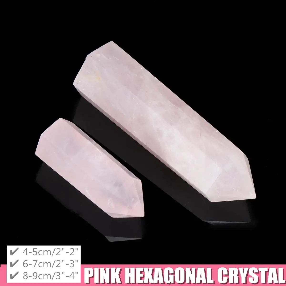 Rose Pink Natural Rock Stone Quartz Crystal Wand Point Healing Mineral Stones Collection DIY Home Decoration Crafts 40-90mm