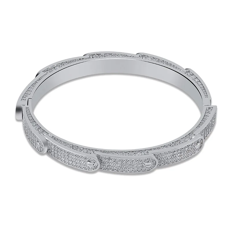 Микро проложили AAA+ кубический цирконий Bling Ice Out перо открытый манжеты браслеты для мужчин и женщин хип хоп рэппер ювелирные изделия золото