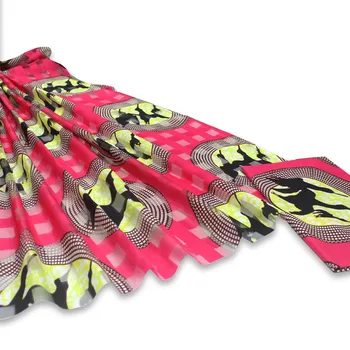 

African wax ribbon silk wax ankara 2019 satin fabric 4 yards audel/modell cotton fabric for dress +2 yards chiffon YBG112613