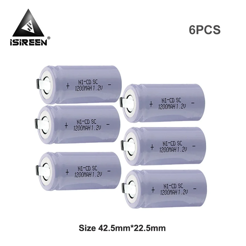 Subc Ni CD Cell 1,2 V 1200mAh перезаряжаемый SC Ni-CD DIY Электроинструмент аккумуляторные батареи 7,2 V 9,6 V 12V 18V электрические игрушки светодиодный свет - Цвет: 6PCS