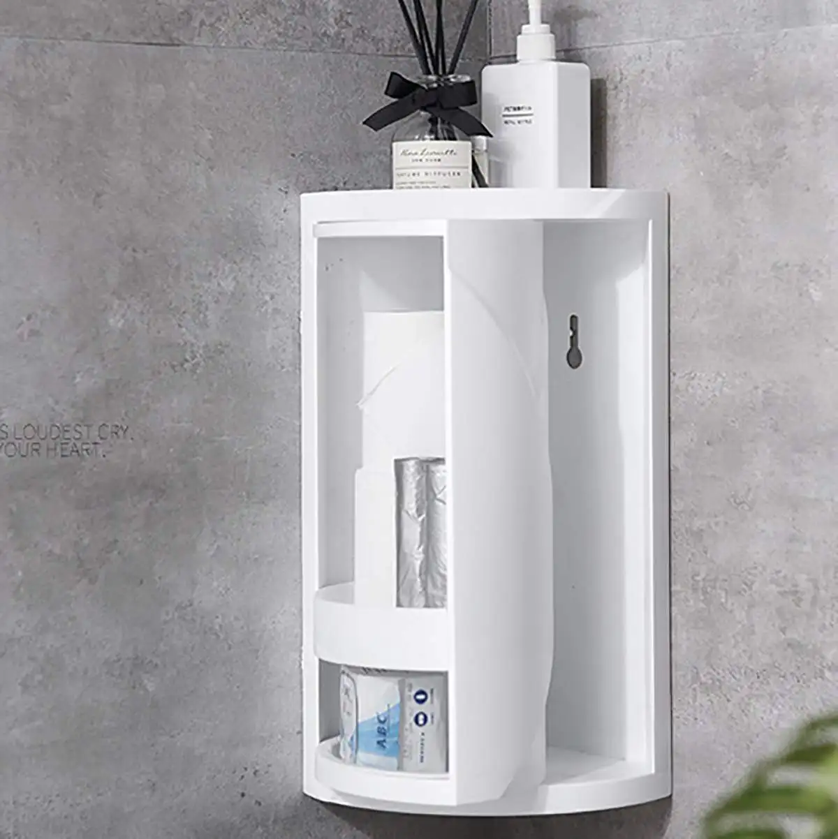 

Rotatable bathroom shelf Plastic Triangle Storage Rack Wall-absorbing Cosmetic Storage Box Free Punching Bathroom Accessories