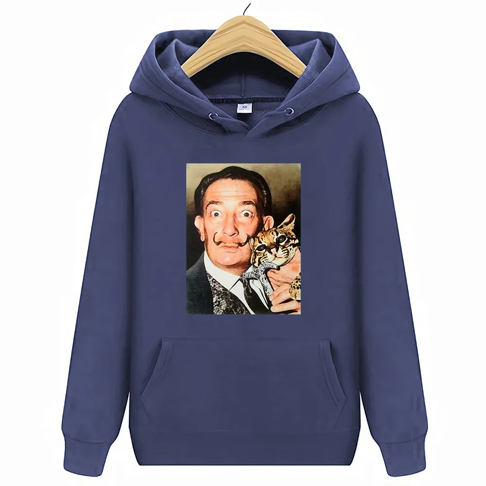 Тёмно-синий Salvador Dali, белые свитшоты, Ретро стиль, Surrealist Art, абстрактные мужские S-3XL, толстовки, свитшоты - Цвет: Тёмно-синий