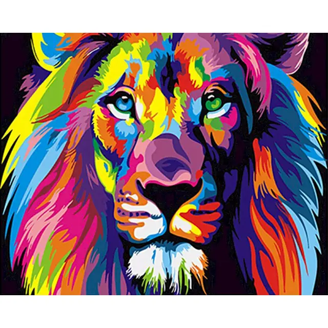 PhotoCustom DIY Paint By Numbers Animals For Adults Picture By Numbers Colorful Cat Acrylic 60x75cm Modern Home Decor 99025