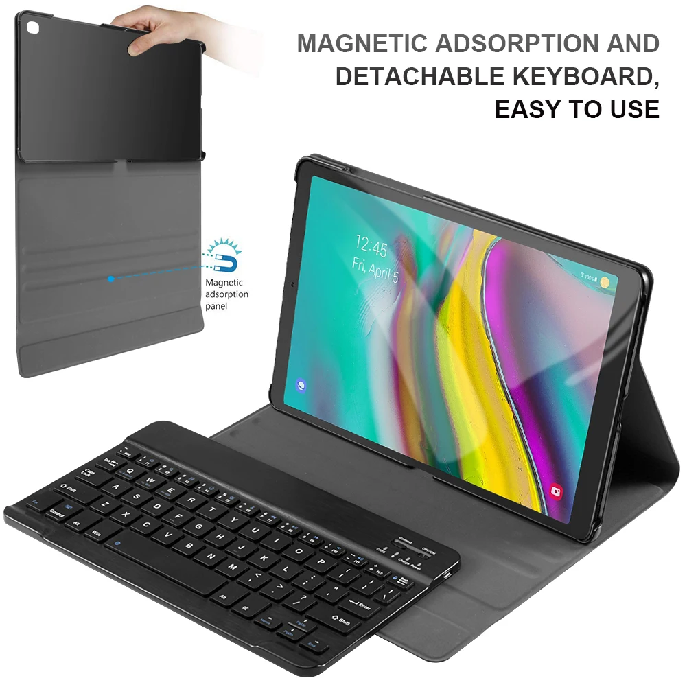 

US Keyboard Tablet Case For Samsung Galaxy Tab S5e 10.5 T720 T725 Case Pu Leather Folio stand Cover with Detachable USA Keyboard
