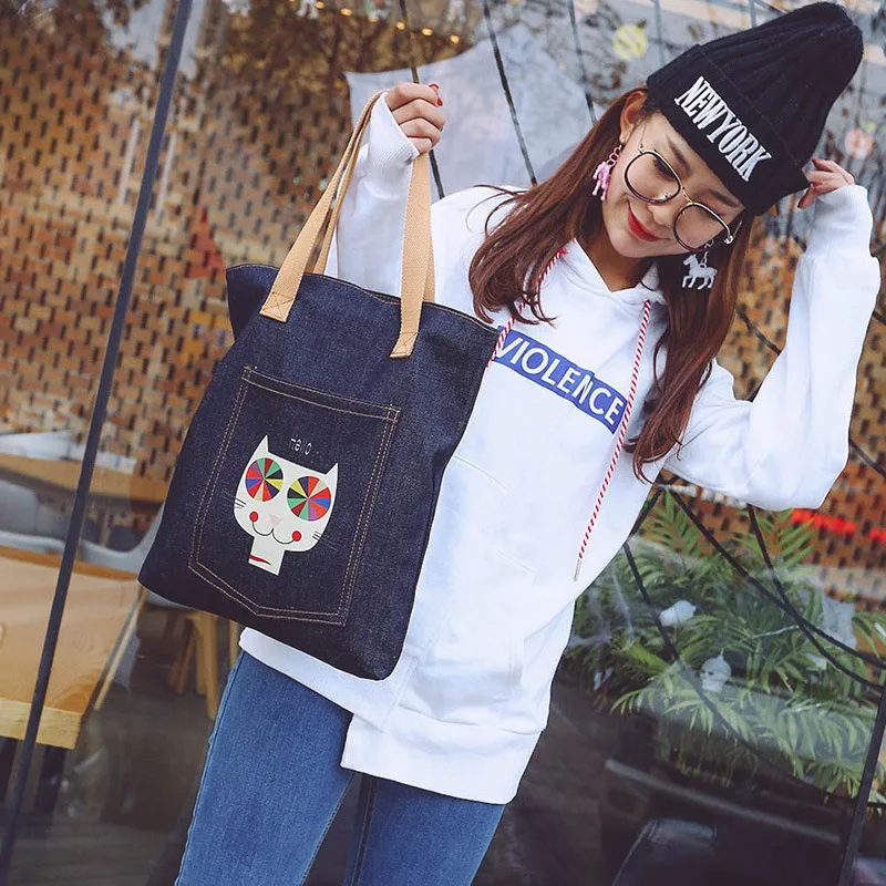 

Micro for New Style Cowboy Bag Fashion Versatile Korean-style Cloth Bag Casual One-Shoulder Canvas Women's Hand Hipster Shoulder