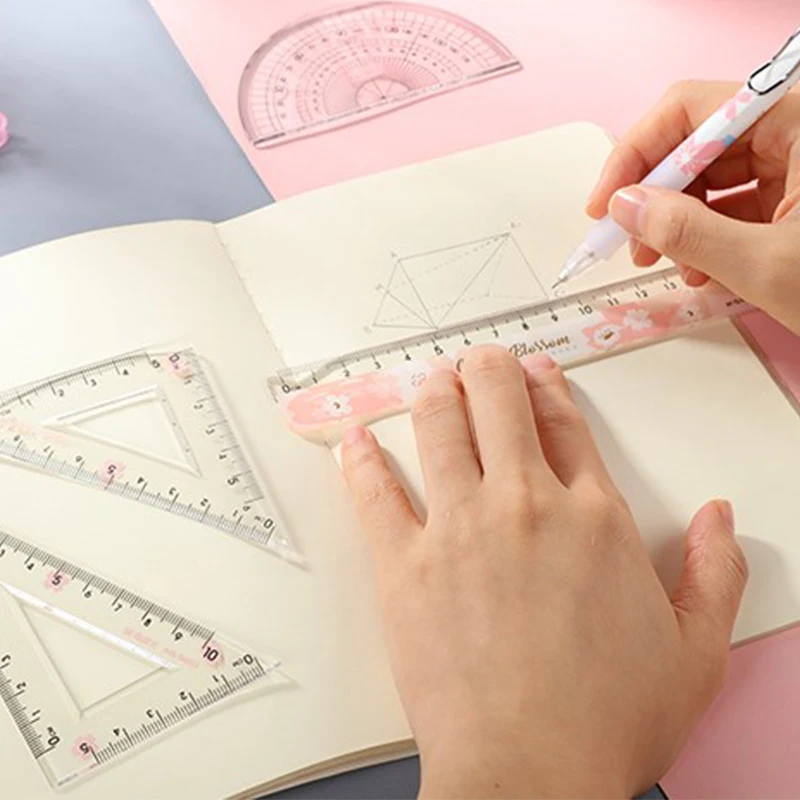 M&G Sakura Season Series Acrylic Ruler 4-Piece Set 4 Different Measuring Tools Kawaii Office Study Painting Stationery