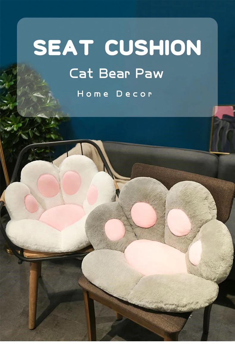 seat cushions 1pcs Cute Cat Bear Paw Chair Seat Cushion Stuffed Plush Soft Paw Pillows Animal Sofa Indoor Floor Bed Home Decor Children Gifts large cushions