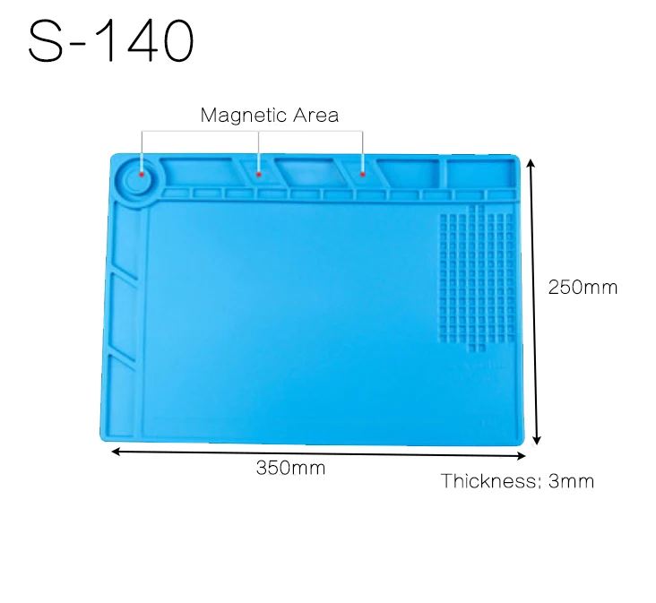S-140 Силиконовый коврик стол на платформе 45x30 см для пайки паяльная станция телефон ПК ремонт компьютеров коврик Магнитный Теплоизоляция S-160 - Цвет: S-140
