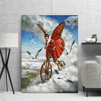 

Canvas Painting Hd Print Butterfly Girl Bird Picture Modern Home Decor Modular Creative Nordic Poster Wall Art Living Room Decor