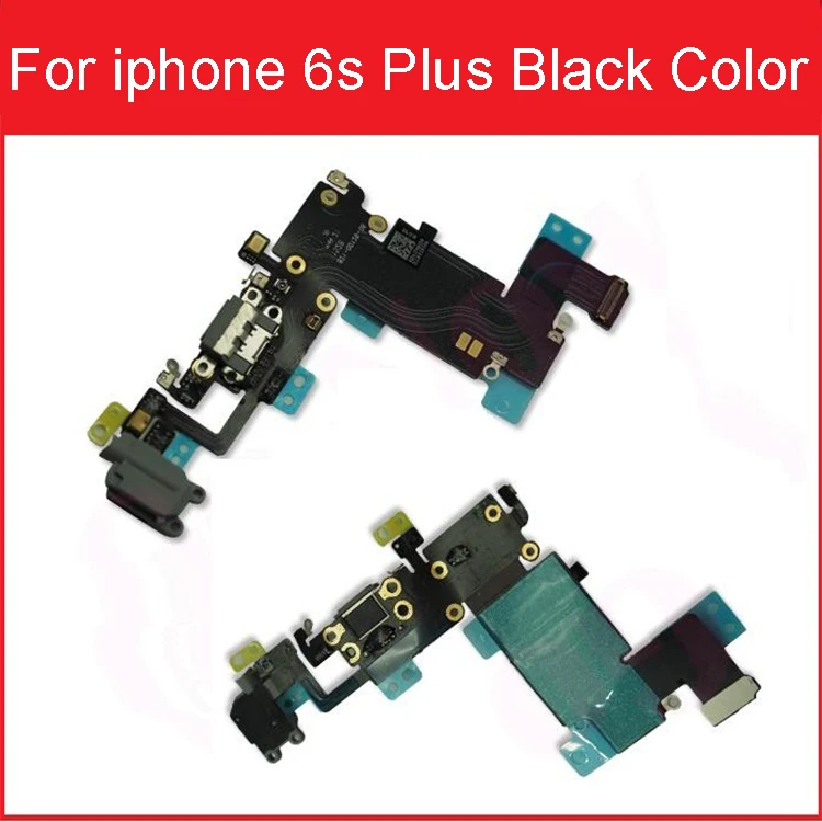USB разъем для зарядного устройства Flex кабель для передачи данных для iPhone 6 6S плюс зарядка через usb Порты и разъёмы Разъем док-станции с микрофоном наушников аудиоразъема - Цвет: For i6sp Black