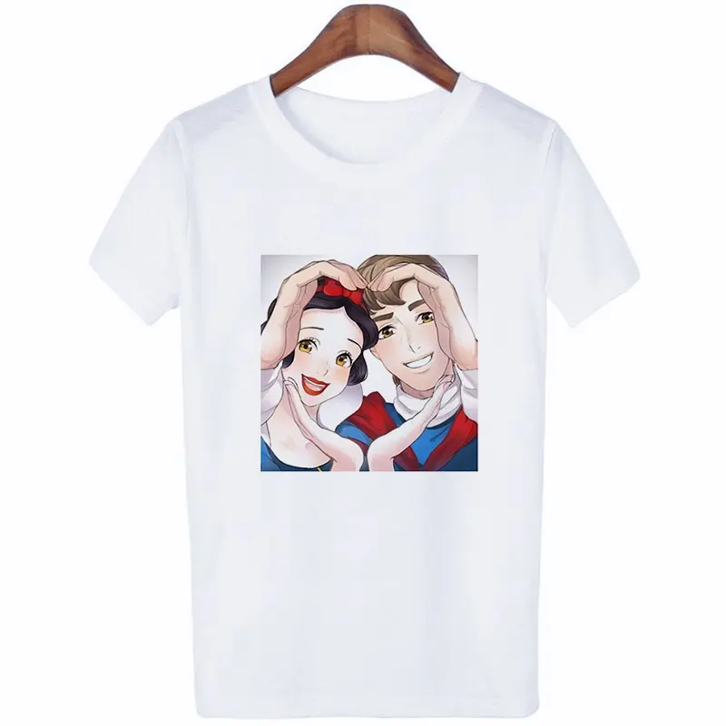 

Street style casual summer women's T-shirt funny princess printed top harajuku aesthetic o collar T-shirt