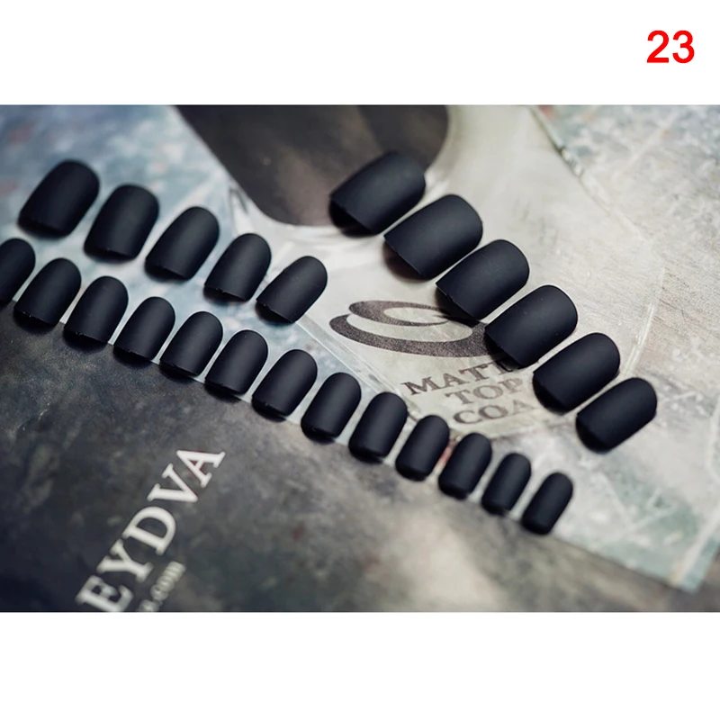 High Quality Fashion 24pcs Detachable Wearable Matte False Nails Full Cover Short Style Candy Color Fake Nail LVS88 - Цвет: 23