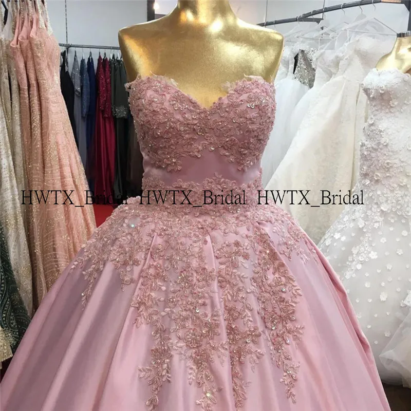Плюс Размеры бальное платье без бретелек Quinceanera корсет V-образным вырезом Аппликации Vestidos de 15 anos сладкий 16 Пром вечерние платья