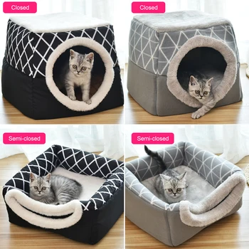 

Pet Cat Dog Nest Dual Use Warm Soft Sleeping Bed Pad For Pet Non-slip Breathable Cat House Dog Sleeping Mat Blanket L/XL