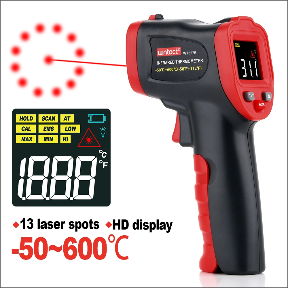 Infrared Temperature Gun Pyrometer 50:1 Industrial Laser Thermometer-50°C~1400℃  High Temp IR Thermometer for Furnace Smelt Forge - AliExpress