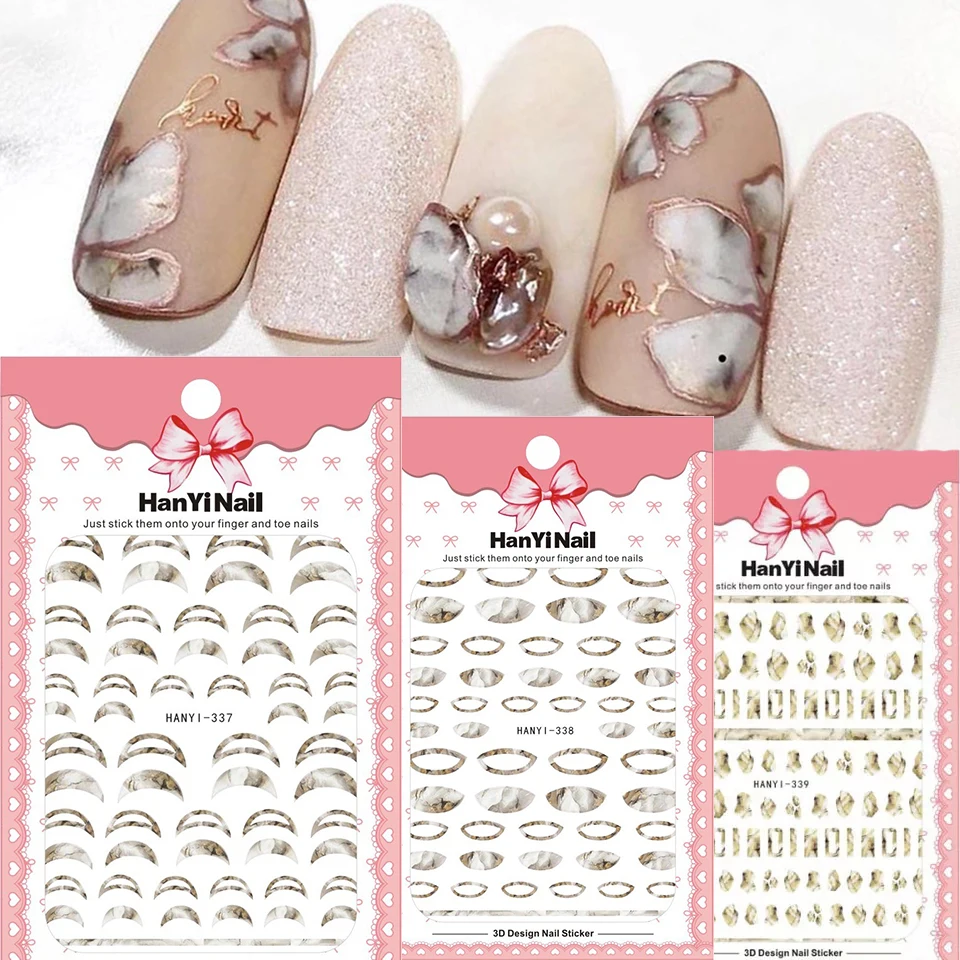 1 шт. модные мраморные 3D наклейки для ногтей во французском стиле mybormula