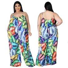 2021 Summer New, Large Women's Wear, Leisure, Sling, Loose Printing, One-piece Pants, Leisure and Holiday Stylefashion, Big size