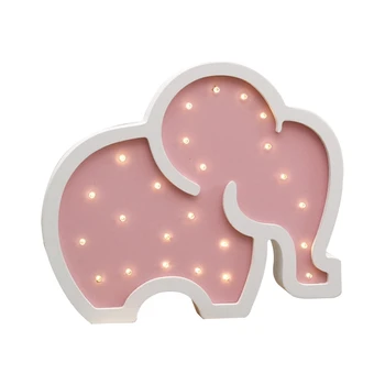 

Cute Wooden Elephant Shaped LED Light Creative Wall Hanging Ornaments Night Lamp Children's Room Bedside Lamp
