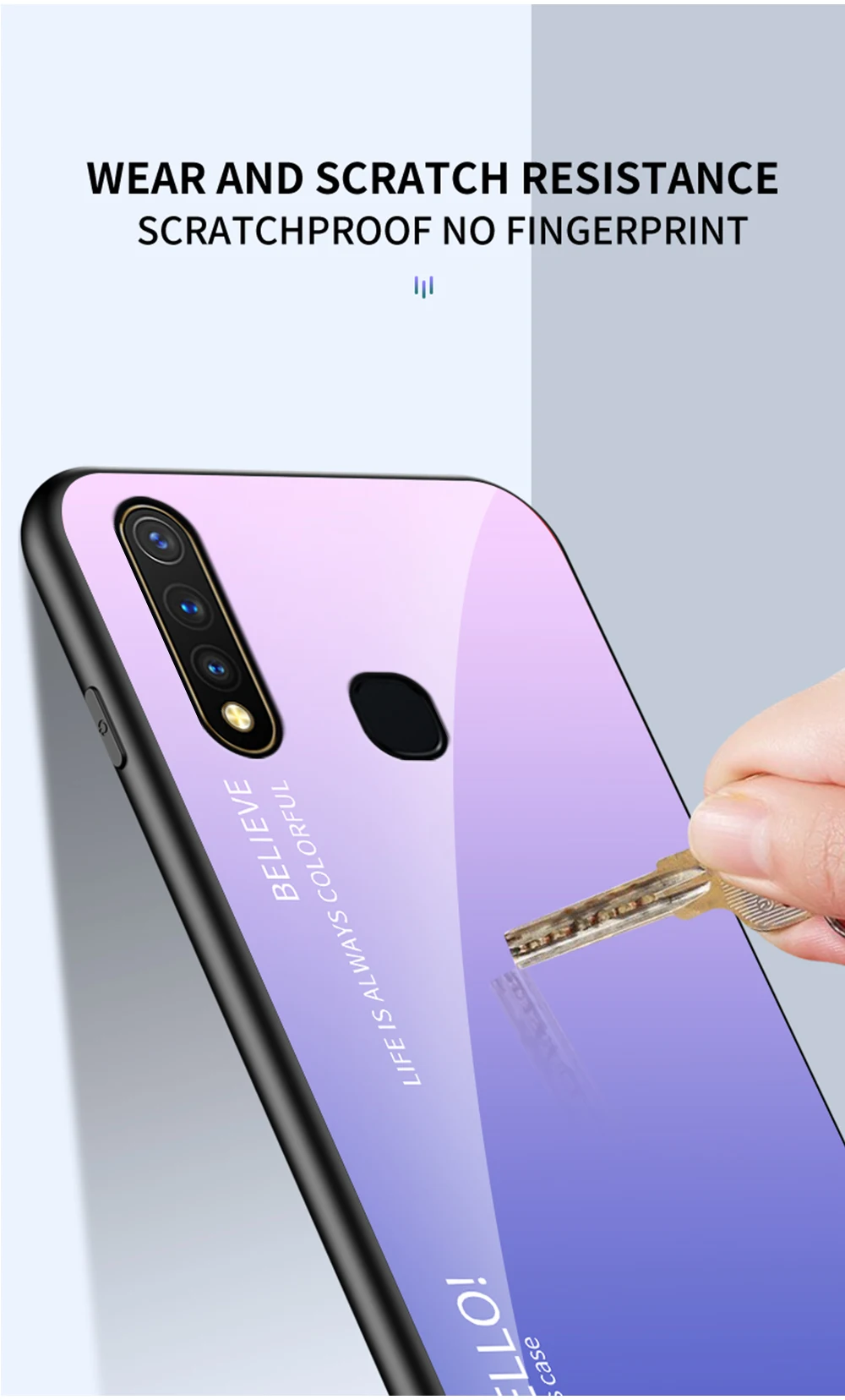 Чехол из закаленного стекла с градиентом для Vivo Y19 Y 19, чехол для Vivo U3 Y5s V1934A/T, градиентный цвет, глянцевая стеклянная Защитная крышка