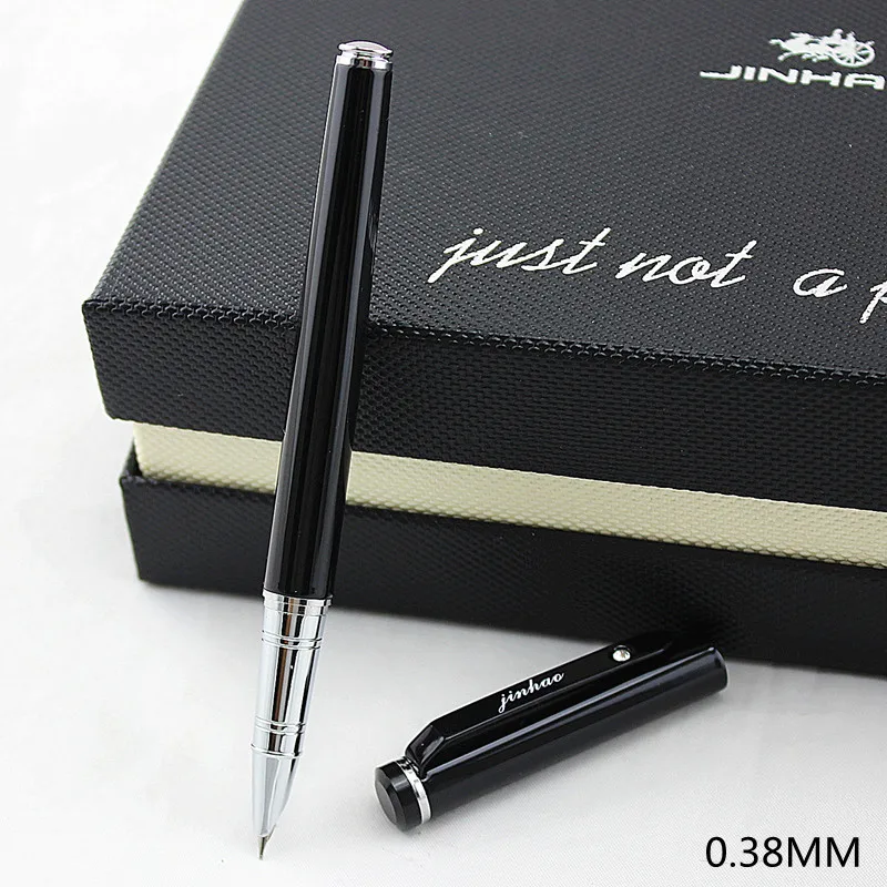 Jinhao 101 авторучка чернила полностью металлические ручки с зажимом роскошные черные чернила Перьевая ручка Перо 0,38 мм офисные принадлежности