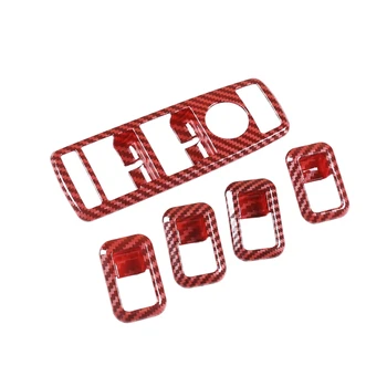 

5Pcs Car Carbon Fiber Red ABS Window Switch Button Frame Cover For Mercedes Benz A B C E CLA GLA GLK ML GLE Class