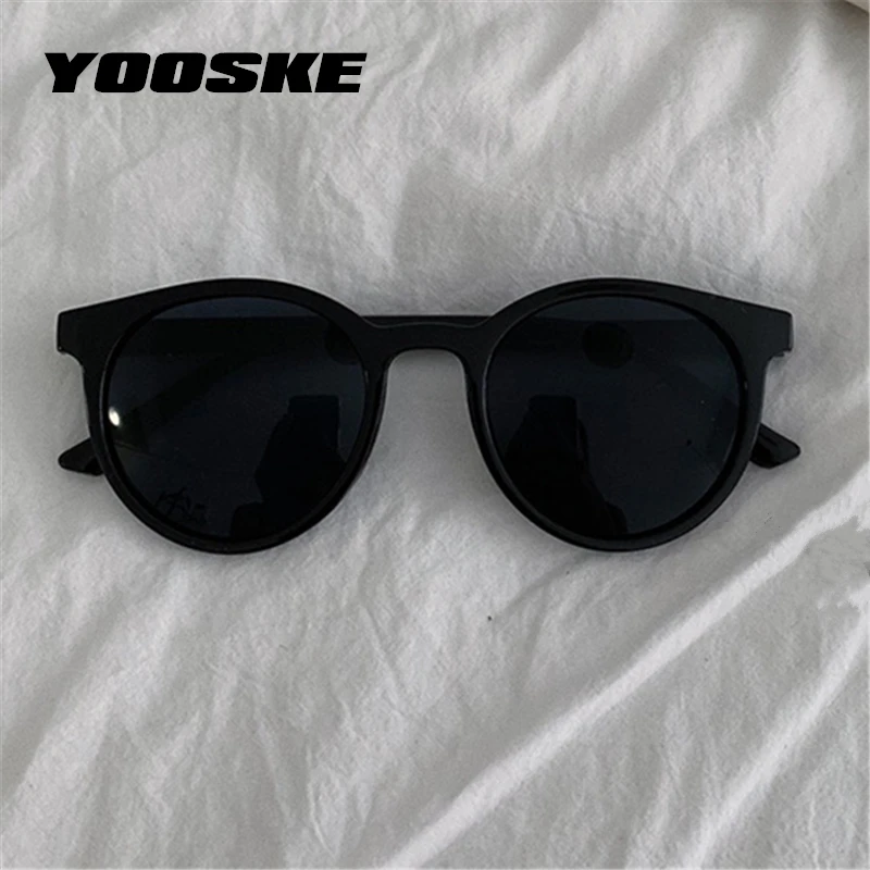 YOOSKE Round Sunglasses Women Brand Designer Vintage Small Sun Glasses Ladies Korean Style Shades Black Eyewear best sunglasses for big nose