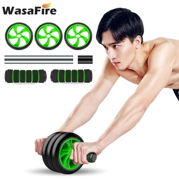 

New 2/3 Wheel Ab Abdominal Wheel Fitness Mute Roller Belly Core Trainer With Anti-slip Mat Indoor Home Gym Equipment