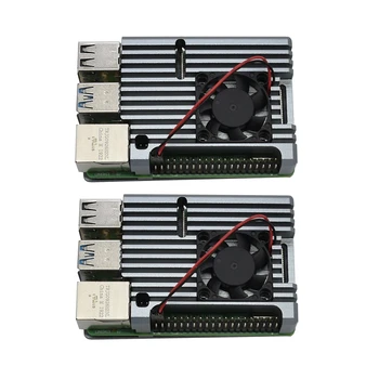 

for Raspberry Pi 4 Model B 2G RAM Kit with Gray CNC Aluminum Alloy Protective Case Fan Cooling 5V 3A Power for Raspberry Pi 4B