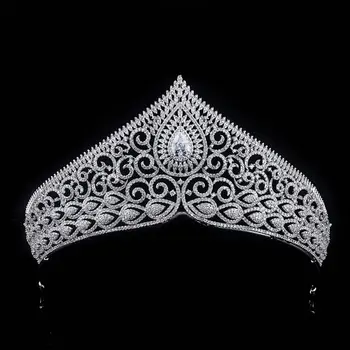 

Zircon Cubic Zirconia Tiaras and Crowns Party Prom Diadem Brides Queen Princess Headband Wedding Hair Accessories Bridal Jewelry
