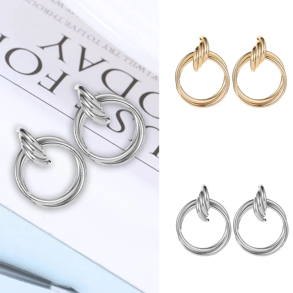 

Imitate Temperament Simple Retro Lrregular Earrings For Women Circle Folded Solid Earrings Geometric Chic Earrings Oorbellen