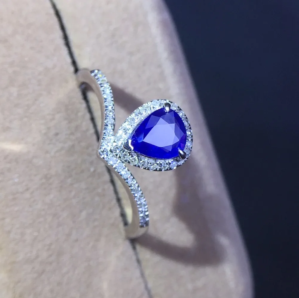 Хорошее ювелирное изделие, сапфировое кольцо, натуральный 0.68ct, не нагревается, королевский синий сапфир, драгоценный камень, чистое золото 18 K, ювелирные изделия для женщин, кольца с бриллиантами